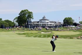 Tiger Woods, the 2000 winner, plays an approach shot on the 18th hole during a practice round prior to the 106th PGA Championship at Valhalla Golf Club in Louisville, Kentucky. Picture: Andy Lyons/Getty Images.