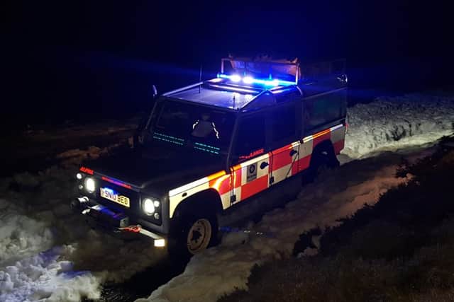 The 'Wolverine' vehicle was called to help in the Pentland Hills on Saturday evening. PIC: Tweed Valley Mountain Rescue Team