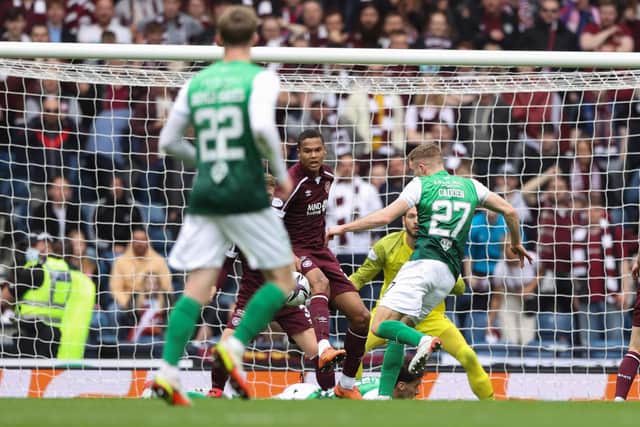 Cadden hauled Hibs back into with this 26th-minute strike.