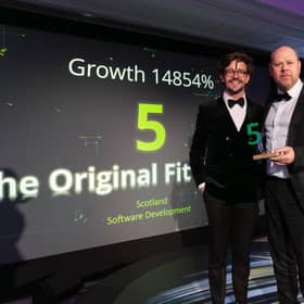Gareth Smyth, chief commercial officer at The Original Fit Factory (right) with Chris Morgan, investor at BGF. Picture: Alan James Black.