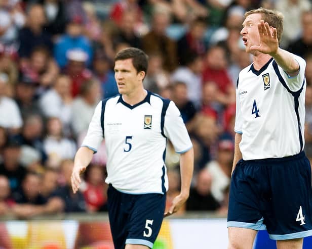 Gary and Steven Caldwell playing for Scotland against Norway