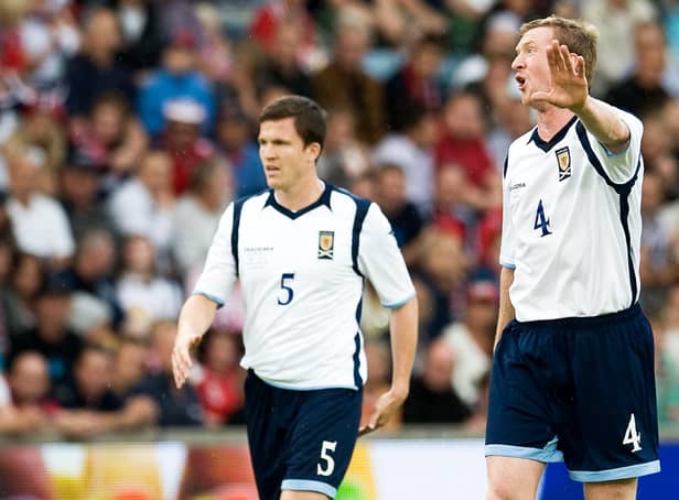 Gary and Steven Caldwell playing for Scotland against Norway