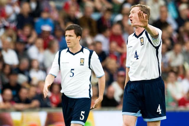 Gary and Steven Caldwell playing for Scotland against Norway