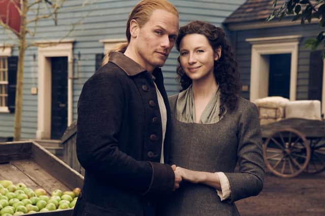 Actors Sam Heughan and Caitriona Balfe in the hit adaptation of the Outlander books, which have sold 25million copies worldwide. PIC: Jason Bell/2021 Starz Entertainment.