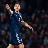 Declan Gallagher has shown with his performances for Scotland that he could make the step-up to Celtic and offer a viable option as the club seek a replacement for the sidelined Christopher Jullien. (Photo by Alan Harvey / SNS Group)