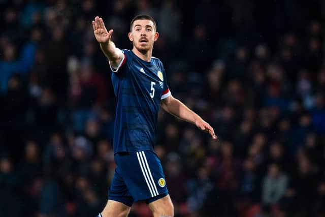 Declan Gallagher has shown with his performances for Scotland that he could make the step-up to Celtic and offer a viable option as the club seek a replacement for the sidelined Christopher Jullien. (Photo by Alan Harvey / SNS Group)