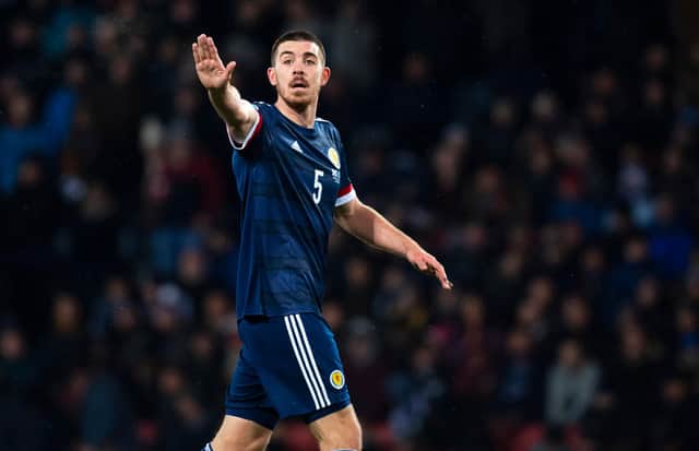 Declan Gallagher has shown with his performances for Scotland that he could make the step-up to Celtic and offer a viable option as the club seek a replacement for the sidelined Christopher Jullien. (Photo by Alan Harvey / SNS Group)