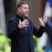 Rangers manager Michael Beale gestures to his players during the 3-1 win over Kilmarnock.