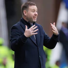 Rangers manager Michael Beale gestures to his players during the 3-1 win over Kilmarnock.