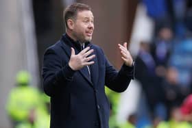 Rangers manager Michael Beale gestures to his players during the 3-1 win over Kilmarnock.