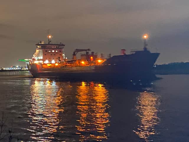 Sarah Cameron took this photo of the ship when it finally passed the Golden Jubilee at 1am this morning after the false alarm went off(Credit: @SjFireDragon and @Scotservs).