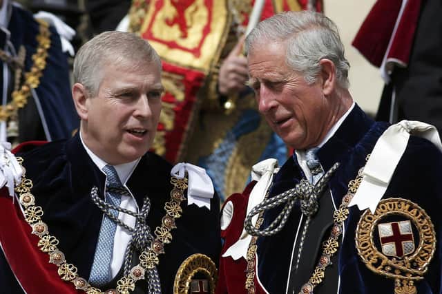 Prince Andrew, Duke of York (left) and King Charles III attend the Most Noble Order of the Garter Ceremony at Windsor Castle. Picture: Peter Nicholls/AFP via Getty Images
