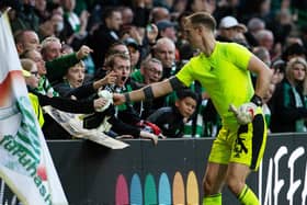 Joe Hart is already a favourite with the Celtic support, and the affinity could be witnessed in the keeper giving his top to a fan following Celtic's win over Ferencvaros on Tuesday. (Photo by Ross Parker / SNS Group)