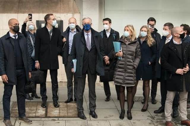 EU's chief negotiator Michel Barnier and his team leave their hotel in London for talks in Westminster as efforts continue to strike a post-Brexit trade deal. Picture: Stefan Rousseau/PA
