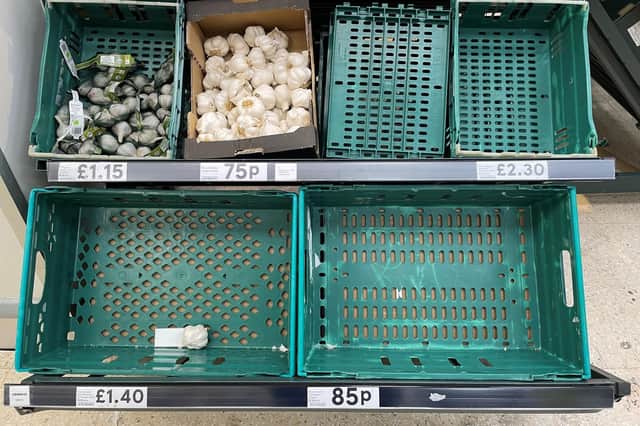 Empty tomato trays at a Tesco Express store (Picture: Zoe Linkson/PA)