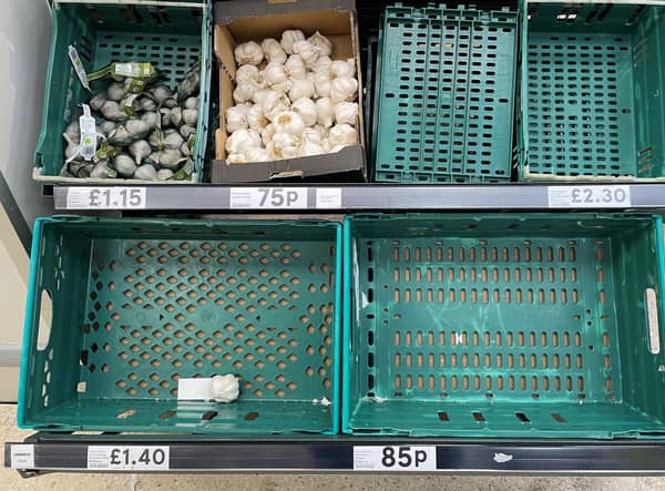 Empty tomato trays at a Tesco Express store (Picture: Zoe Linkson/PA)