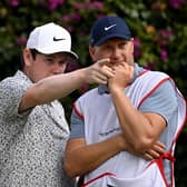 Bob MacIntyre picks out a line with his caddie Mike Thomson on the 18th tee in the second round of the Magical Kenya Open Presented by Absa at Muthaiga Golf Club in Nairobi. Picture: Stuart Franklin/Getty Images.