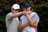 Bob MacIntyre picks out a line with his caddie Mike Thomson on the 18th tee in the second round of the Magical Kenya Open Presented by Absa at Muthaiga Golf Club in Nairobi. Picture: Stuart Franklin/Getty Images.