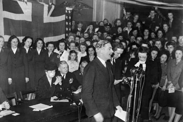 Sir Anthony Eden delivers a speech at the first United Nations General Assembly in London on January 10, 1946 (Picture: STF/AFP via Getty Images)