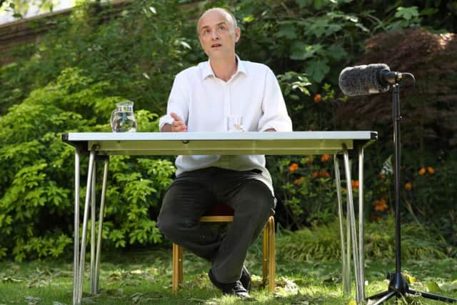 Dominic Cummings during his Downing Street press conference on Monday.