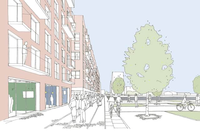 The view west at the proposed new Harbour 31 development in Leith Docks.