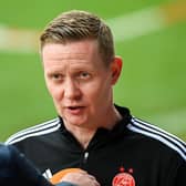 PERTH, SCOTLAND - APRIL 01: Aberdeen manager Barry Robson speaks to the media.