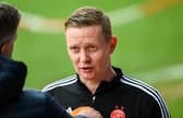 PERTH, SCOTLAND - APRIL 01: Aberdeen manager Barry Robson speaks to the media.