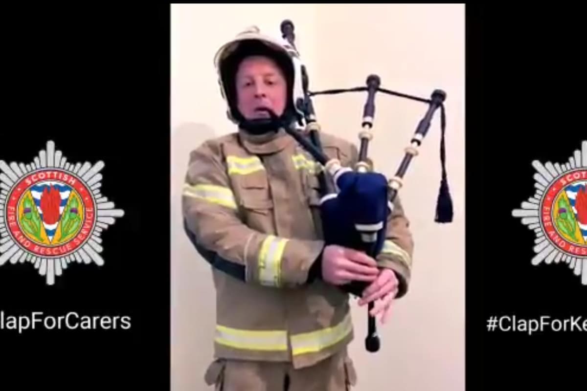 Watch Scottish firefighter belts out Scotland the Brave on bagpipes