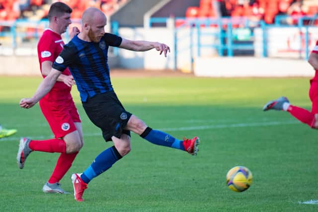 Liam Boyce puts Hearts 1-0 up at Stirling Albion.