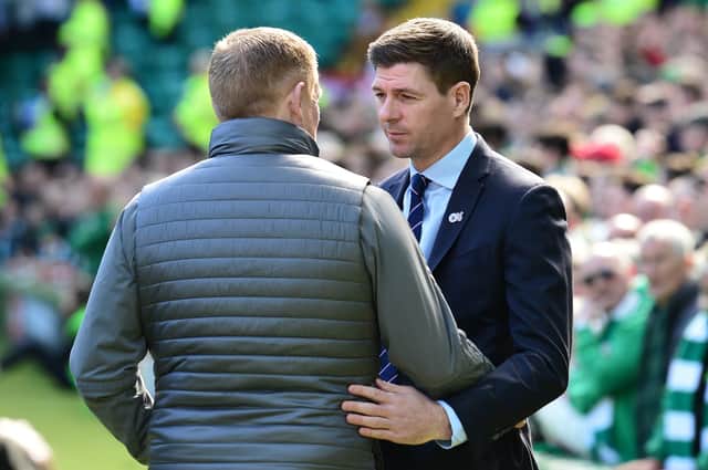 Neil Lennon and Steven Gerrard were due to meet again next month before Lennon's resignation from the Parkhead hotseat (Photo by Mark Runnacles/Getty Images)