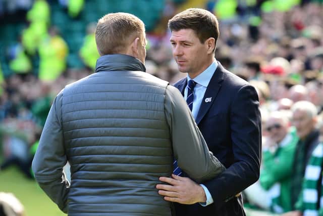 Neil Lennon and Steven Gerrard were due to meet again next month before Lennon's resignation from the Parkhead hotseat (Photo by Mark Runnacles/Getty Images)