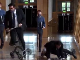 Health secretary Humza Yousaf said he was ‘not sure there is need’ for the media to tweet a video of him falling over whilst suffering from an injury.