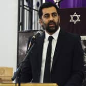 Humza Yousaf, speaking at a service of solidarity at Giffnock Newton Mearns Synagogue. Photo: Eloise Bishop/PA Wire