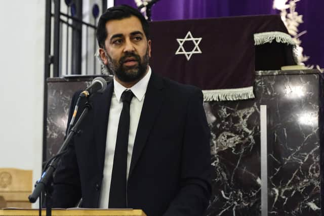 Humza Yousaf, speaking at a service of solidarity at Giffnock Newton Mearns Synagogue. Photo: Eloise Bishop/PA Wire