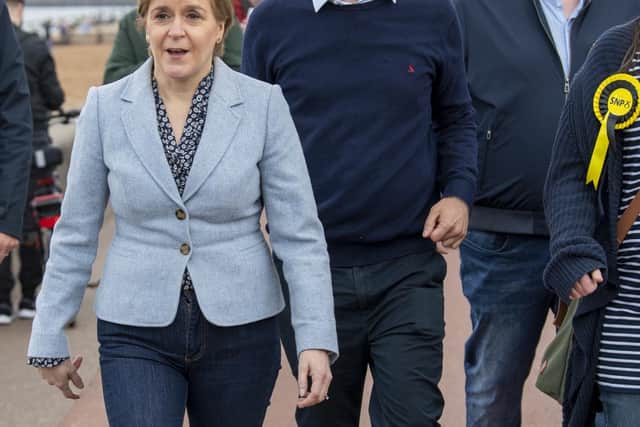 First Minister Nicola Sturgeon during a visit to Portobello, Edinburgh, while on the local election campaign trail.