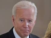 US President Joe Biden views the coffin of Queen Elizabeth II