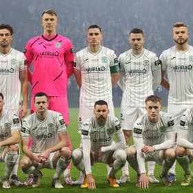 Hibs lined up at the Premier Sports Cup final. (Photo by Alan Harvey / SNS Group)