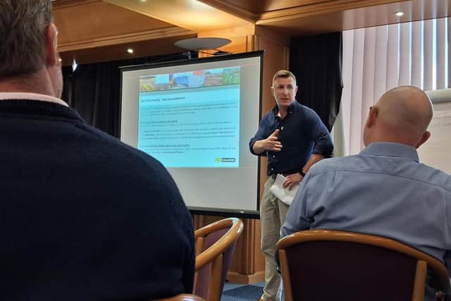 Lorcan Hayes from RJ McLeod addresses attendees