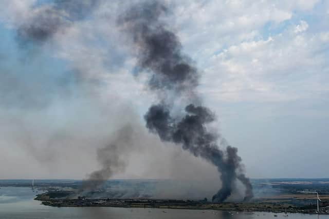 Columns of smoke rise near Dartford, Kent, on July 19 (Picture: William Edwards/AFP via Getty Images)