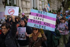 Trans rights activists have protested against the findings of the Cass Review into gender services for children. How John Swinney responds will be key (Picture: Carl Court/Getty Images)