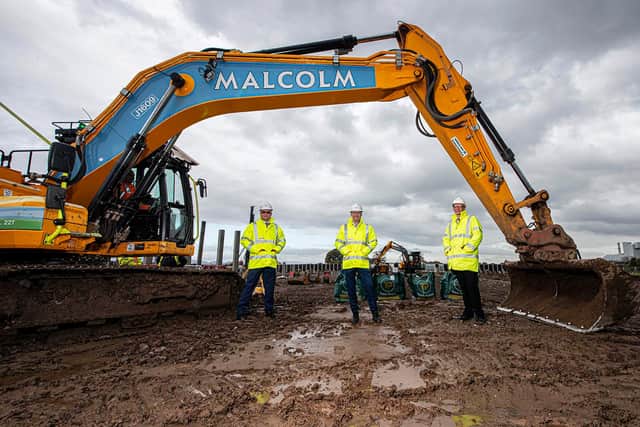 The start of the construction at the Medicines Manufacturing Innovation Centre, Glasgow. L-R John Arthur at Director - Medicines Manufacturing Innovation Centre at CPI, Dave Tudor, Managing Director – Medicines Manufacturing Innovation Centre, Biologics and Quality at CPI and Jerry Cooper, Project Director, CPI.