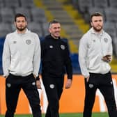 Hearts' Ross Stewart, Craig Gordon, Paul Gallacher and Zander Clark in Istanbul.