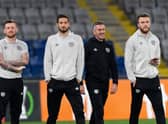 Hearts' Ross Stewart, Craig Gordon, Paul Gallacher and Zander Clark in Istanbul.