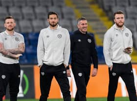 Hearts' Ross Stewart, Craig Gordon, Paul Gallacher and Zander Clark in Istanbul.