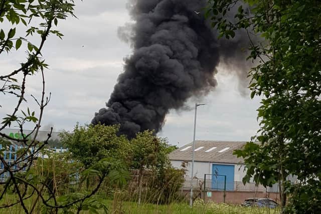 Cloud of smoke coming from Bankside Industrial estate, Falkirk (Photo: Russell Dunn).