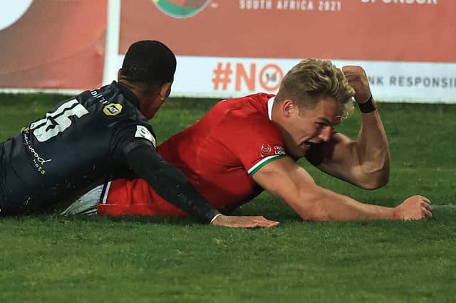 Duhan van der Merwe scored a hat-trick of tries for the Lions against the Cell C Sharks in Johannesburg. Picture: David Rogers/Getty Images