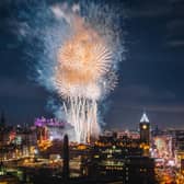 Vibrant fireworks explode above Edinburgh Castle during the Hogmanay New Year celebrations