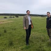 Banks Renewables sustainability and external affairs manager Robin Winstanley and project manager Alan Wells visit the East Ayrshire site of Lethans Wind Farm - construction is due to begin in 2024