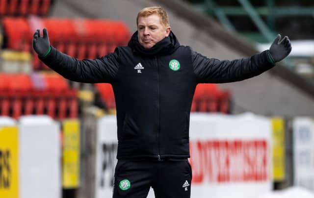 Celtic manager Neil Lennon gesticulates on the touchline during the Scottish Premiership win over St Johnstone at McDiarmid Park (Photo by Craig Williamson / SNS Group)
