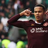 Hearts defender Toby Sibbick celebrates making it 3-0 in the Scottish Cup fourth round win over Hibs. (Photo by Craig Williamson / SNS Group)